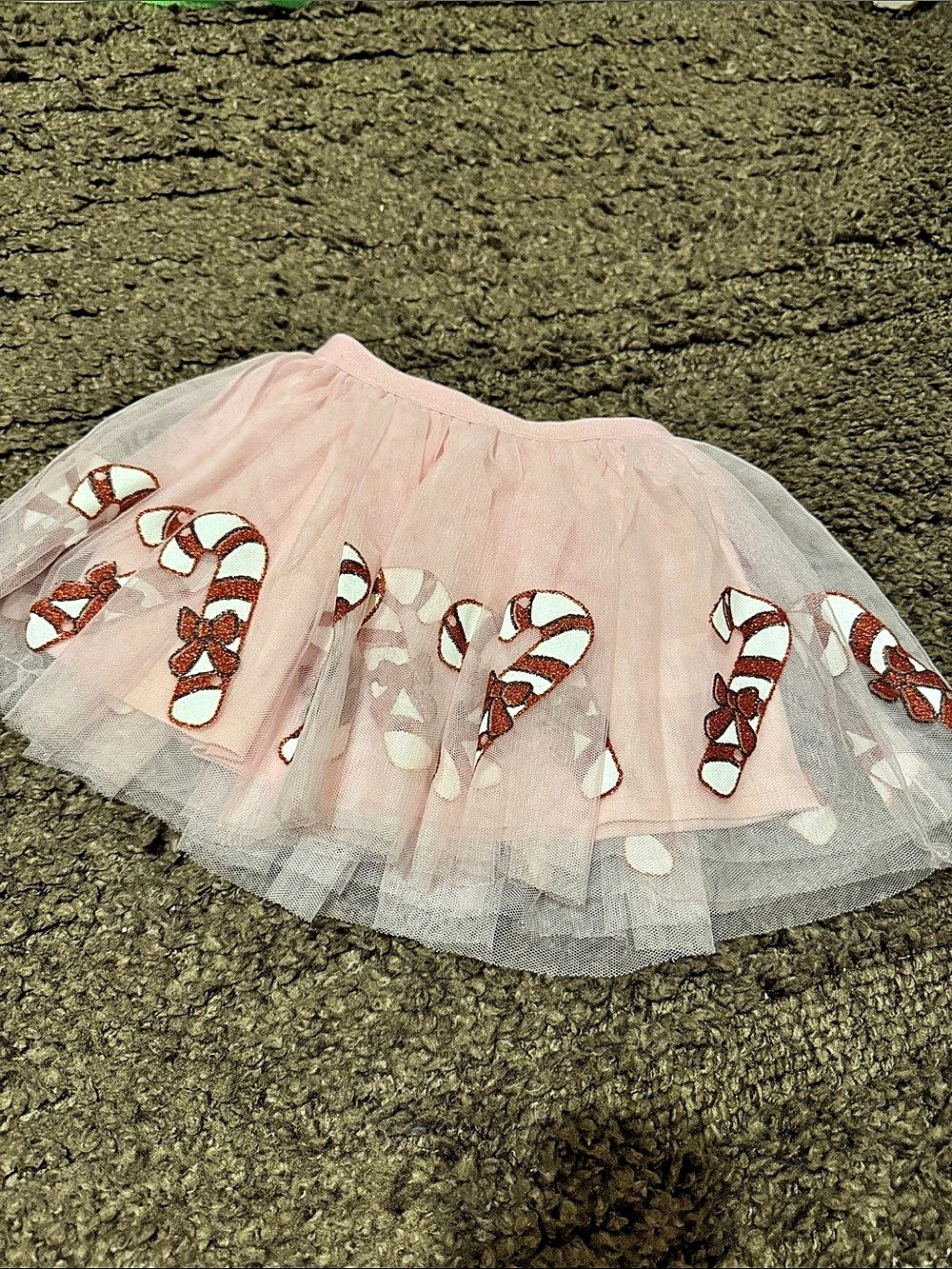 Bluey Christmas Candy Cane Tutu Skirt Pink & White Girls 2T